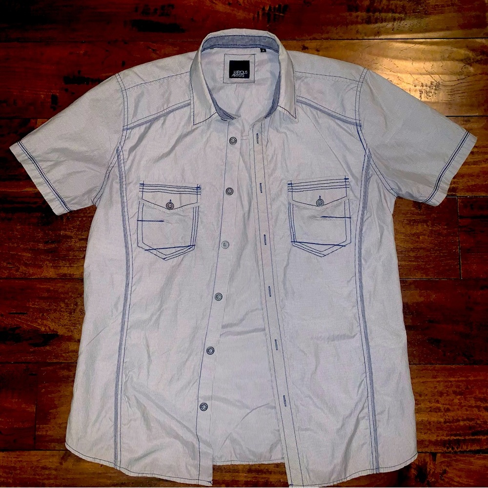 Mens Short Sleeve Button-down Size M